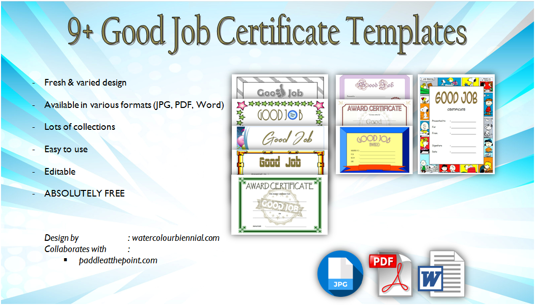 Good Job Certificate Template 9 Great Designs With Regard To Good Job Certificate Template Free