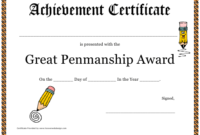 Great Penmanship Award Certificate Template Download In Handwriting Award Certificate Printable