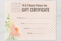 Hair Beauty Salon Gift Certificate Template Zazzle In Hair Salon Gift Certificate Templates