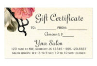 Hair Stylist Hairstylist Gift Card Certificate Zazzle Intended For Amazing Beauty Salon Gift Certificate
