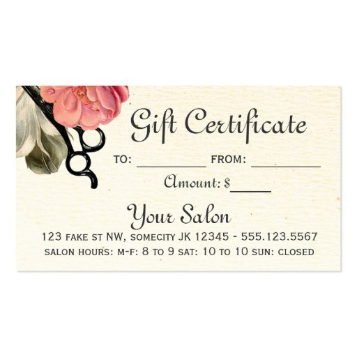 Hair Stylist Hairstylist Gift Card Certificate Zazzle Intended For Amazing Beauty Salon Gift Certificate
