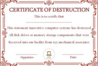 Hard Drive Destruction Certificate Template Hand Plane For Certificate Of Disposal Template