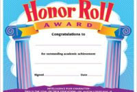Honor Roll Certificate Template Business In Honor Roll Certificate Template