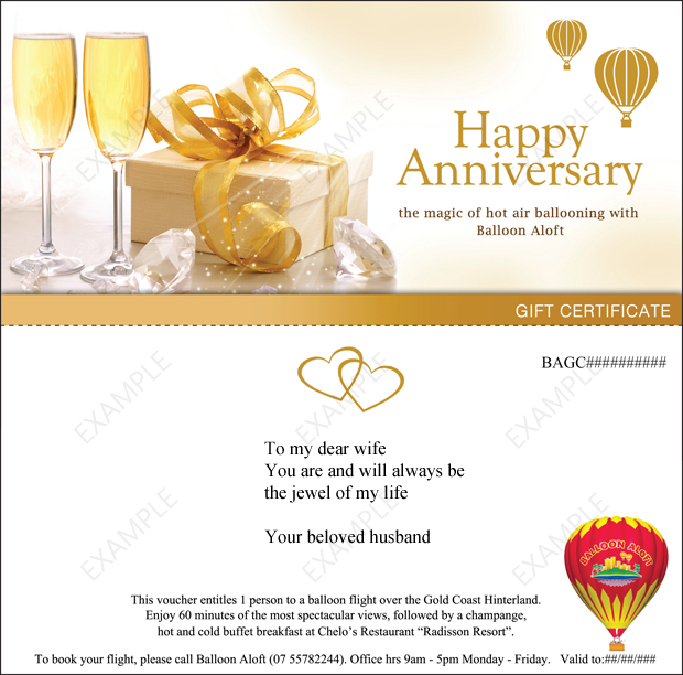 Hot Air Balloon Gift Vouchers Online Purchase Throughout Wedding Gift Certificate Template