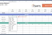 How To Make A Restaurant Work Schedule With Free Excel Inside Restaurant Manager Log Template