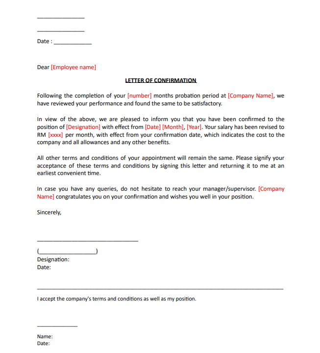 Hr Guide From Probation To Confirmation Letter In Probation Meeting Template