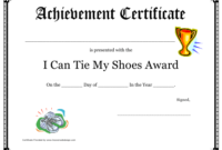 I Can Tie My Shoes Award Achievement Certificate Template Regarding Tennis Achievement Certificate Templates
