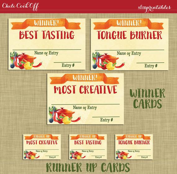 Instant Download Chili Cookoff Winner Badges Labels Within Chili Cook Off Certificate Template