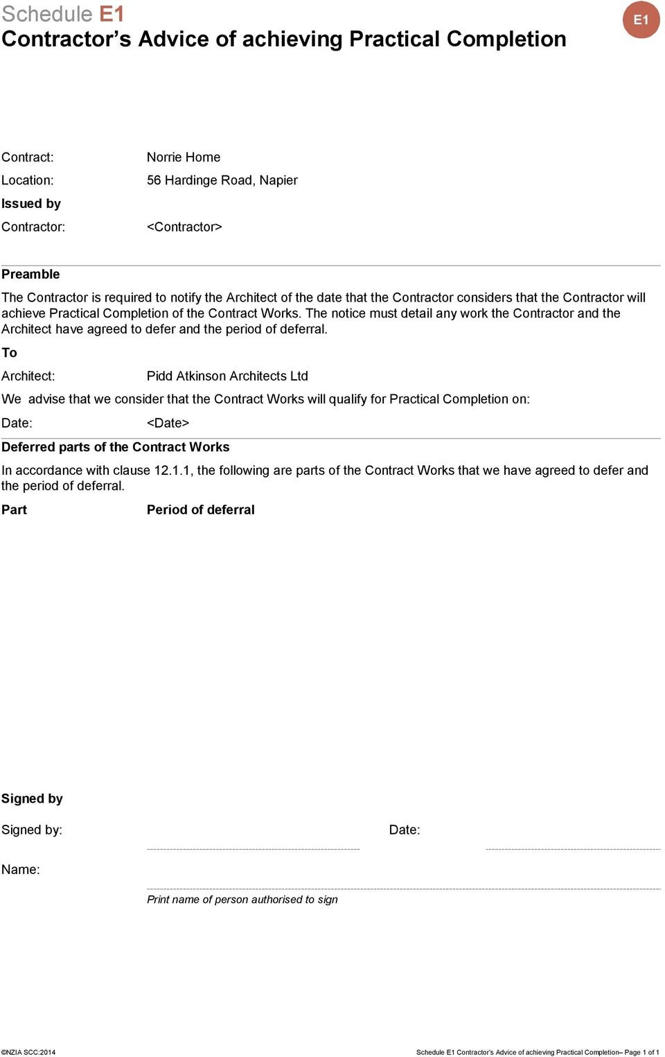 Jct Practical Completion Certificate Template Cumed Pertaining To Construction Certificate Of Completion Template