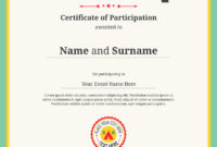 Kid Certificate Of Participation Template For Camp Inside Certificate Of Participation In Workshop Template