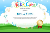 Kids Summer Camp Diploma Or Certificate With Vector Image In Quality Summer Camp Certificate Template