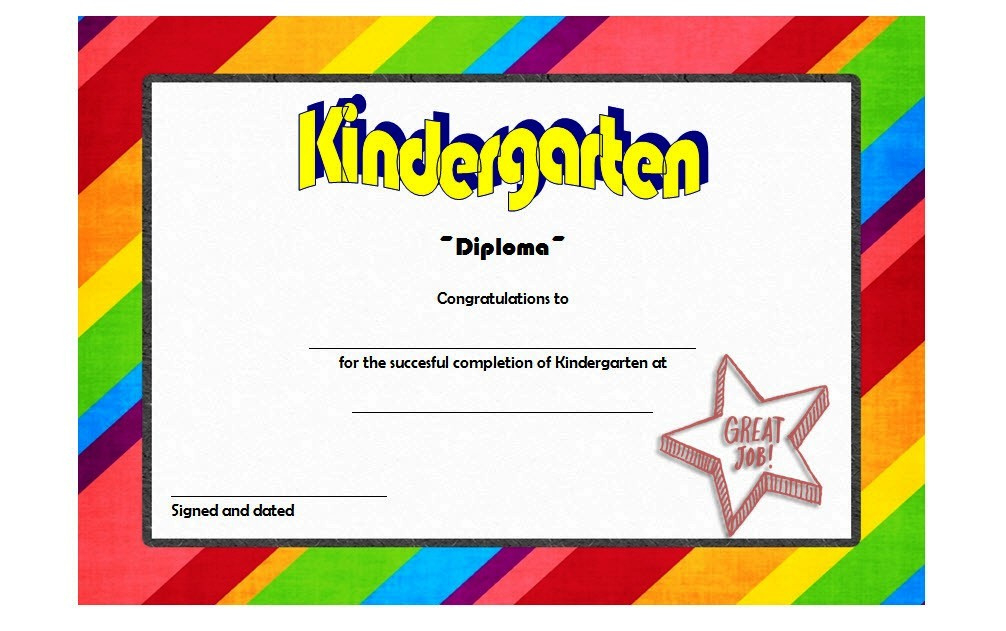 Kindergarten Diploma Certificate Templates 10 Designs Free Inside Kindergarten Graduation Certificates To Print Free
