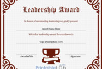 Leadership Award Certificate Sample In Nutmeg Wood Finish For Free Leadership Award Certificate Template
