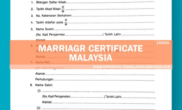 Malaysia Marriage Certificate Translation Template By Ata Pertaining To Free Marriage Certificate Translation Template