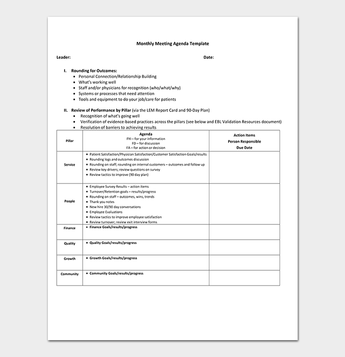 Management Meeting Agenda Template 14 Word Excel Pdf With Weekly Team Meeting Agenda Template