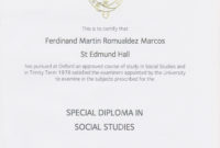 Marcos Special Diploma From Oxford Is Same As Bachelor'S With Quality Editable Certificate Social Studies