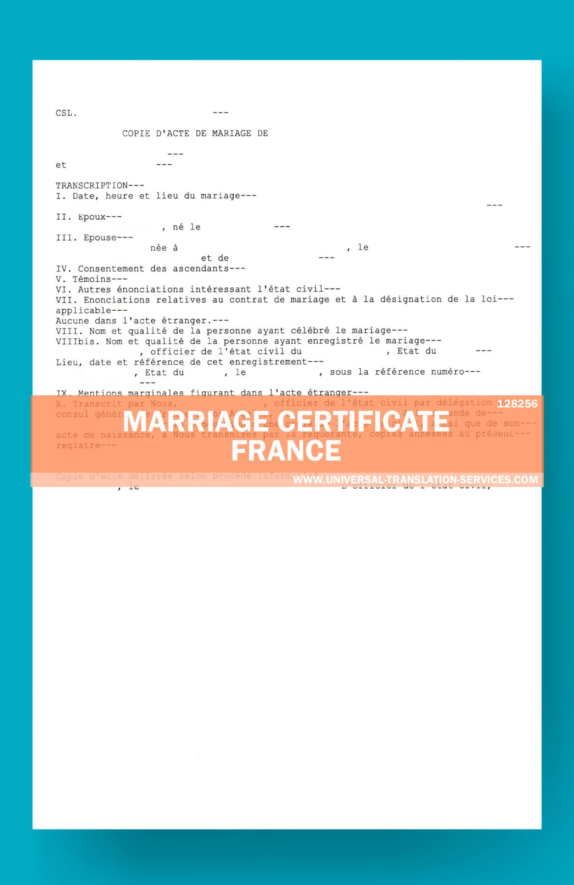Marriage Certificate Translation Template French Language For Marriage Certificate Translation Template