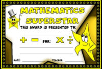 Math Awards Certificates Throughout Math Certificate Template 7 Excellence Award