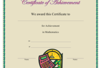 Mathematics Achievement Certificate Template Download With Math Certificate Template