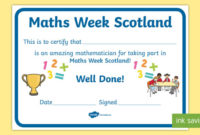 Maths Week Scotland Certificate Maths Certificate Pertaining To Math Certificate Template