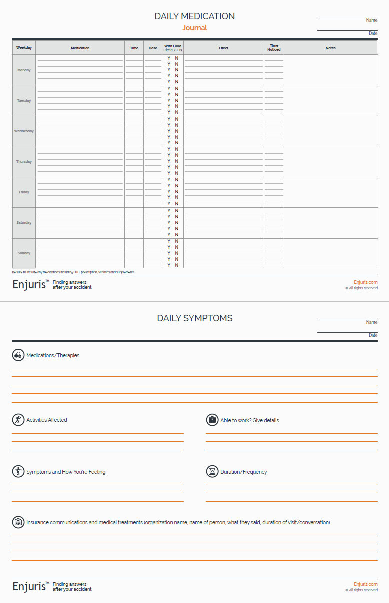 Medication Log Sheet Journal Template With Pain Log Template