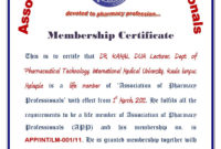 Membership Certificate Association Of Pharmacy Professionals Intended For Life Membership Certificate Templates