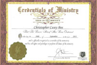 Minister License Certificate Template Williamsonga Within Quality Ordination Certificate Template