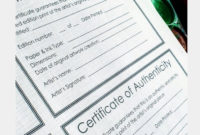 Modern Certificate Of Authenticity Template For Artists Throughout Share Certificate Template Australia