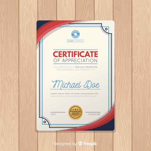 Modern Certificate Template With Flat Design Free Vector Inside Amazing Design A Certificate Template