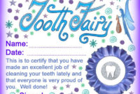 Modern Tooth Fairy Certificates Rooftop Post Printables For Quality Well Done Certificate Template
