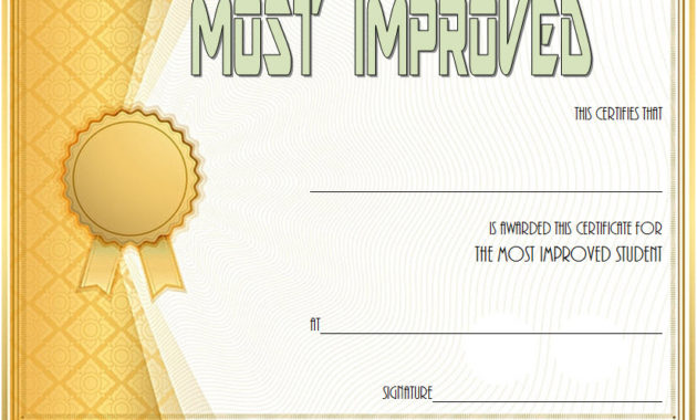 Most Improved Student Certificate 10 Template Designs Free Pertaining To Awesome 10 Certificate Of Championship Template Designs Free