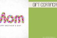 Mother'S Day Gift Certificate Templates Inside Mothers Day Gift Certificate Template