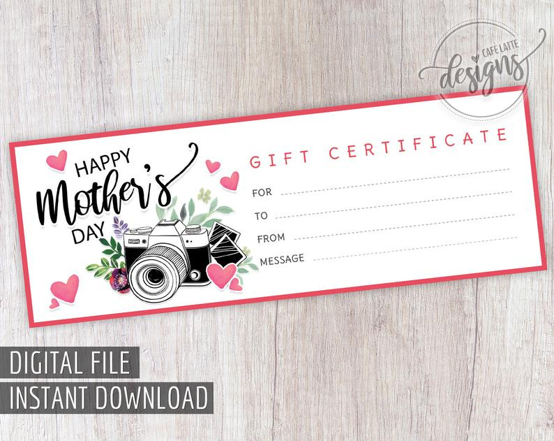 Mother&amp;#039;S Day Photo Session Gift Certificate Printable Etsy Within Printable Photography Session Gift Certificate