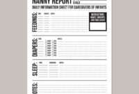 Nanny Report Daily Information Sheet For Caregivers Of Throughout Printable Home Health Care Daily Log Template