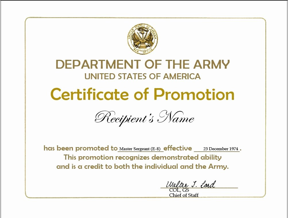 Navy Enlisted Promotion Certificates Latter Example Template With Quality Job Promotion Certificate Template Free