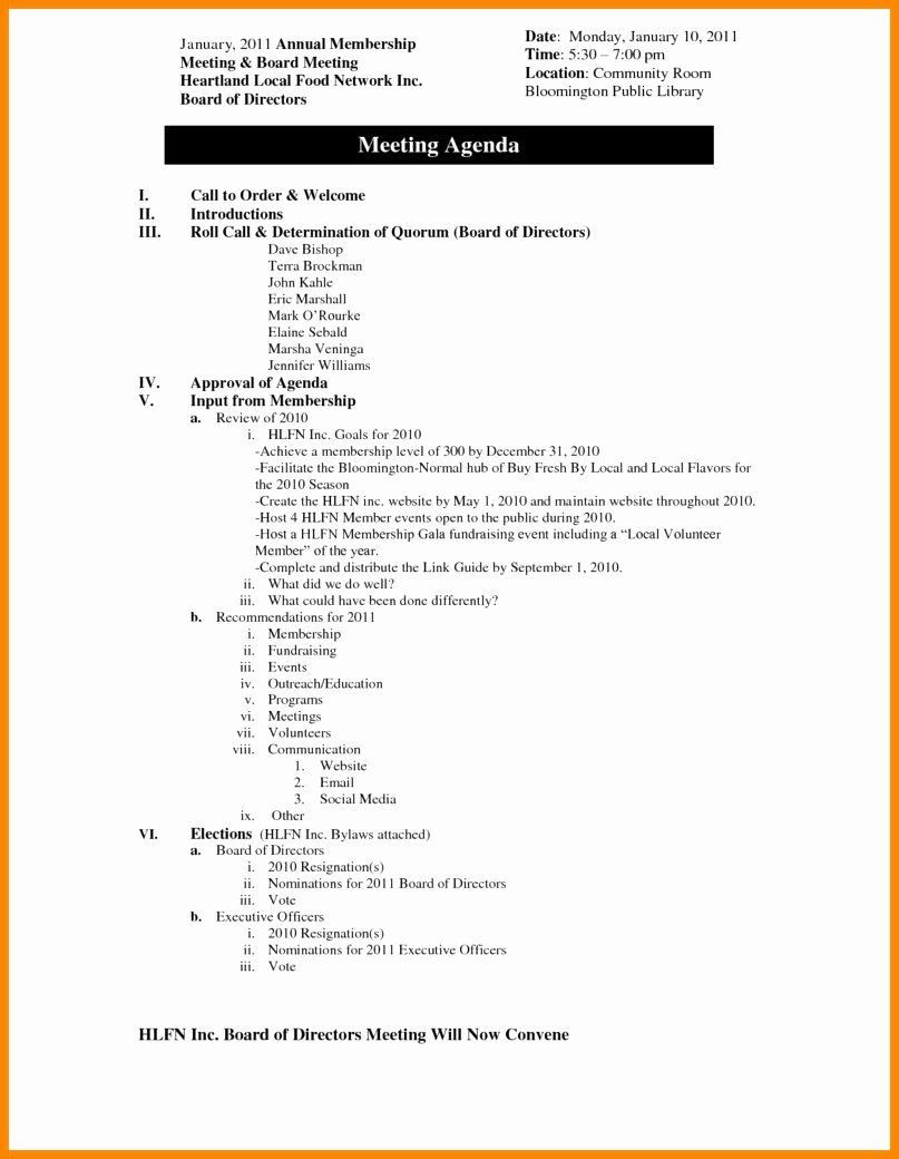 Nonprofit Board Of Directors Meeting Agenda Template With Stand Up Meeting Minutes Template