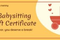 Online Babysitting Gift Certificate Template Fotor Regarding Free Babysitting Certificate Template 8 Ideas