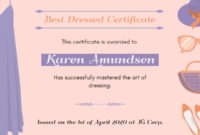 Online Best Dressed Certificate Certificate Template With Best Best Costume Certificate Printable Free 9 Awards