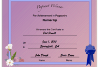 Pageant Runner Up Achievement Printable Certificate Throughout Pageant Certificate Template