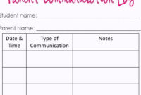 Parent Contact Log Template In Excel With Regard To Awesome Staff Communication Log Template