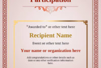 Participation Certificate Templates Free Printable Add For Free Participation Certificate Templates Free Printable