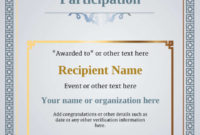 Participation Certificate Templates Free Printable Add With Best Certificate Of Participation Template Doc