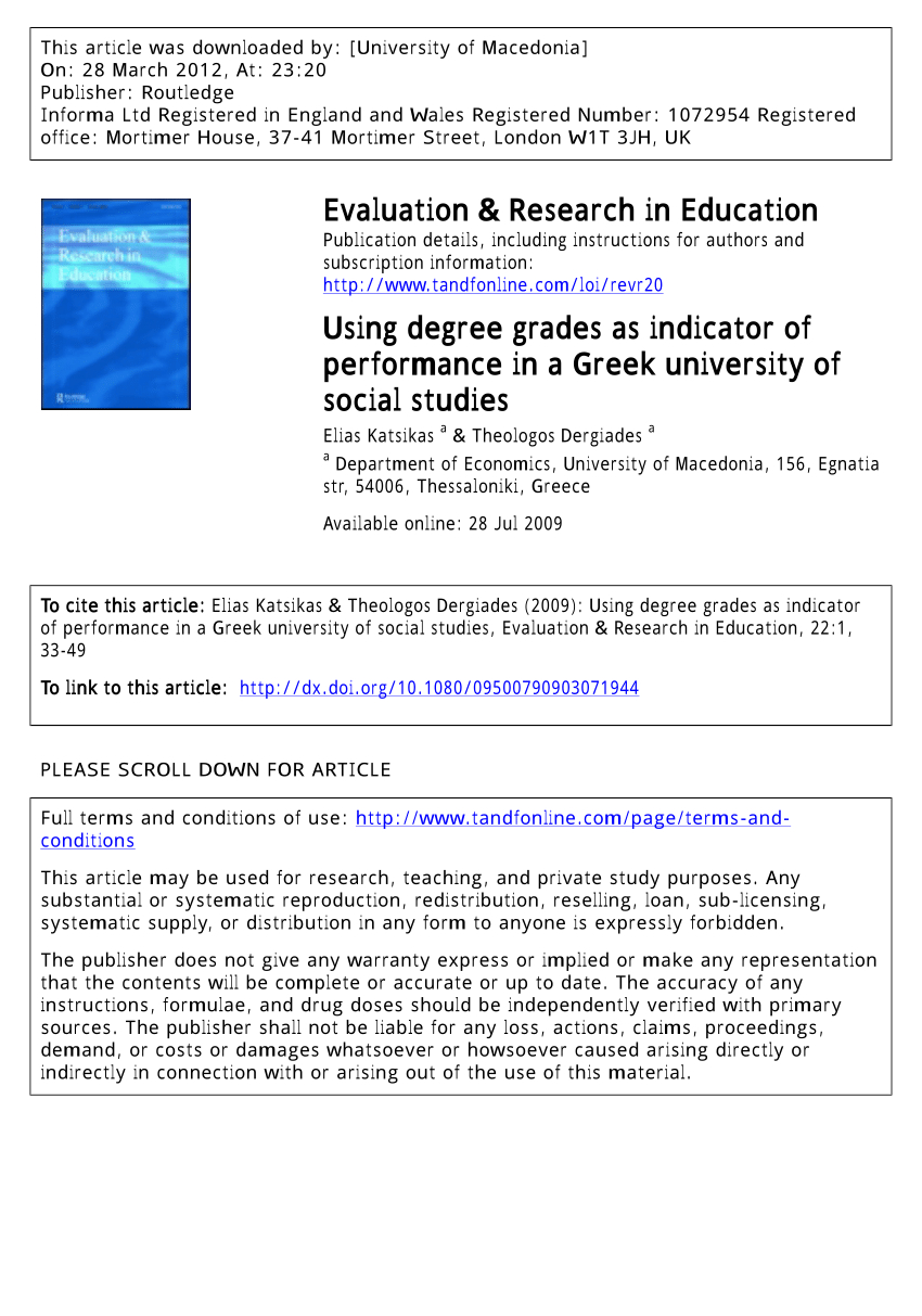 Pdf Using Degree Grades As Indicator Of Performance In A Regarding Social Studies Certificate