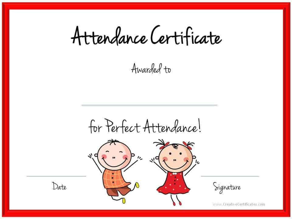 Perfect Attendance Award Certificates Free Instant Download Regarding Perfect Attendance Certificate Free Template