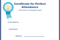 Perfect Attendance Certificate Template Download Fillable For Vbs Attendance Certificate Template