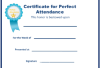 Perfect Attendance Certificate Template Lined Download Regarding Awesome Perfect Attendance Certificate Free Template