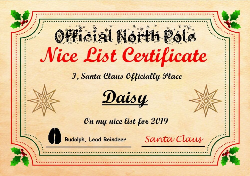 Personalised Christmas Santa Nice Or Naughty List Intended For Printable Free 9 Naughty List Certificate Templates