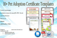 Pet Adoption Certificate Editable Templates Throughout Amazing Cat Adoption Certificate Templates