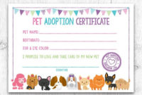 Pet Adoption Certificate Pet Adoption Birthday Party Pertaining To Free Stuffed Animal Birth Certificate Templates