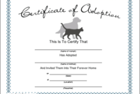 Pet Adoption Printable Certificate Intended For Pet Adoption Certificate Template Free 23 Designs